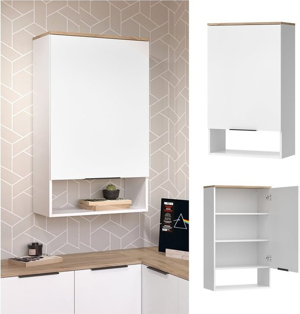 Vicco Hängeschrank Wido in Weiß und Eiche mit 1 Tür, B: 60 cm, H: 100 cm - Bild 1