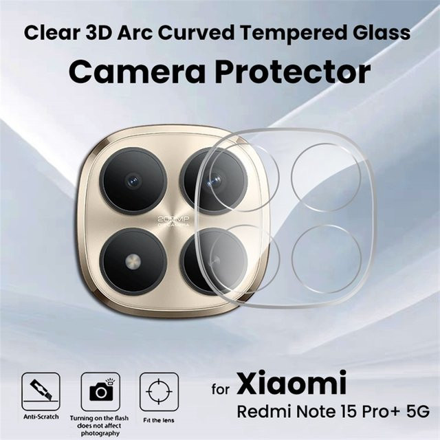 3er-Set 3D Kamera-Schutzfolie aus gehärtetem Glas für Xiaomi Redmi Note 15 Pro+ 5G, transparent, gebogene Linsenschutzfolie - Bild 1