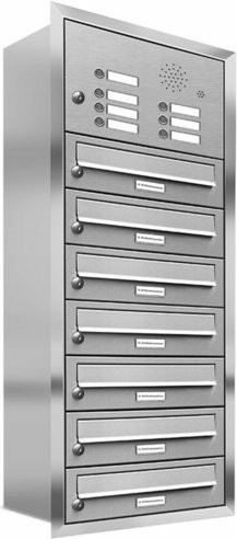 AL Briefkasten-System für 7 Parteien zur Unterputzmontage, silberfarben, B/H/T: 153,52 x 107,5 x 27,5 cm - Bild 1