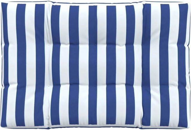 vidaXL Palettenkissen Blau Weiß Gestreift aus Polyester, B/T: 120 x 80 cm, Höhe: 12 cm - Bild 1