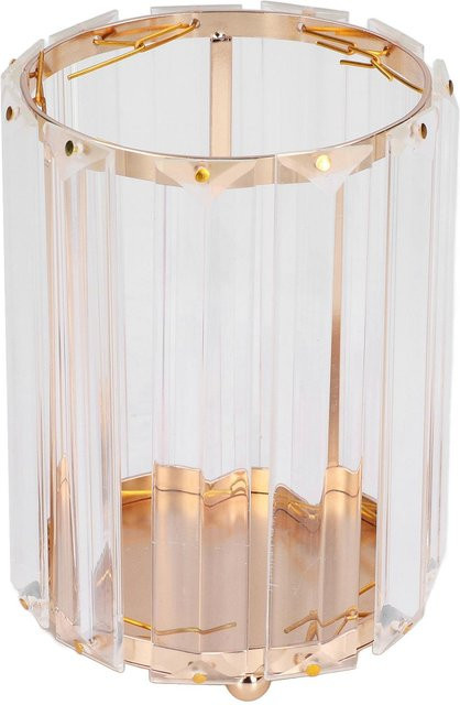 Kosmetikpinselhalter aus transparentem Borosilikatglas von OutsideWorld, runder Organizer für Schreibtisch und Schminktisch in Luxus-Design - Bild 1