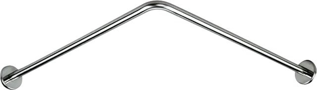 Delabie Eck-Vorhangstange aus Edelstahl in Silber, hochglanzpoliert, B/T: 90 x 90 cm, Durchmesser: 20 mm - Bild 1