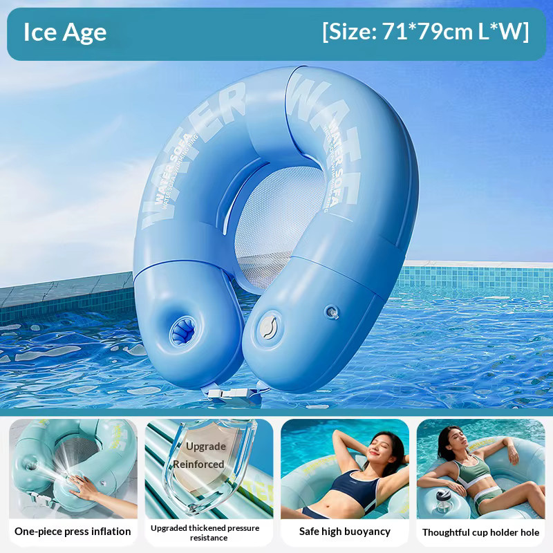 CatXaa Aufblasbare Schwimmliege für Erwachsene in Blau, verdickte Wasserhängematte für Pool und Outdoor-Entspannung - Bild 2