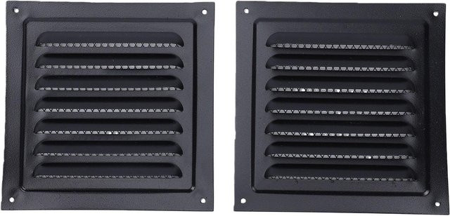 2 Stück Koogeelife Dachbodenlüfter aus Aluminium mit Insektenschutz, quadratischer Wandlüfter und Lamellenlüftergitter, Grau - Bild 1