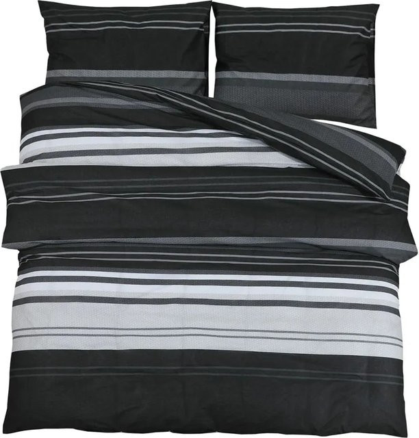 vidaXL Bettwäsche-Set aus Baumwolle in Schwarz und Weiß, B/H: 140 x 200 cm und 65 x 65 cm - Bild 1