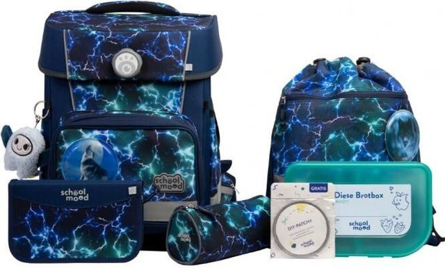 School-Mood Champion Pro 7-tlg. Schulranzenset Felix Wolf in Blau - Bild 1