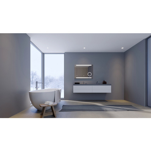 TALOS LED-Dekospiegel rechteckig in Silber mit Aluminiumrahmen, B: 80 cm, H: 60 cm - Bild 3