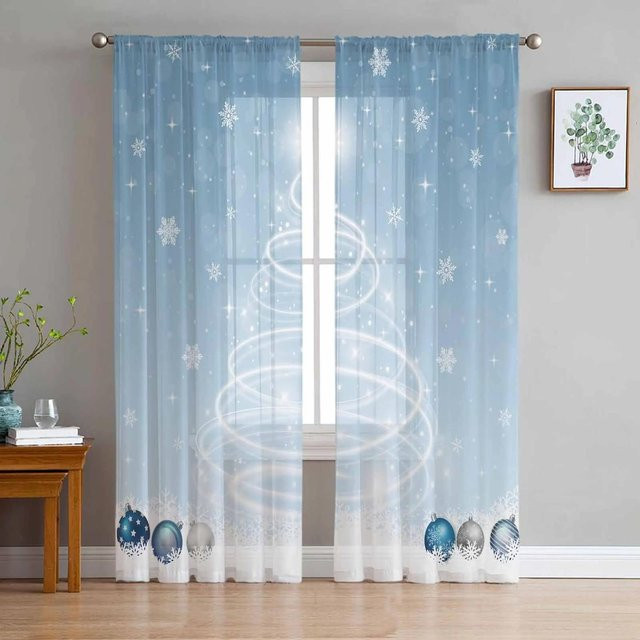 Transparente Tüll-Voile-Vorhänge mit Sternen für Wohnzimmer und Küche, Farbe: Grau, B: 135 cm, H: 115 cm - Bild 1