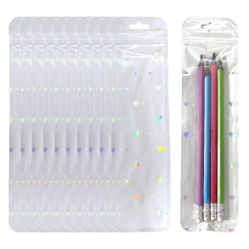 50 Stück holografische Laser-Reißverschluss-Geschenktüten in Silber, wiederverschließbare Kunststoff-Verpackungsbeutel für Schmuck, Kosmetik und Kleinteile - Bild 3