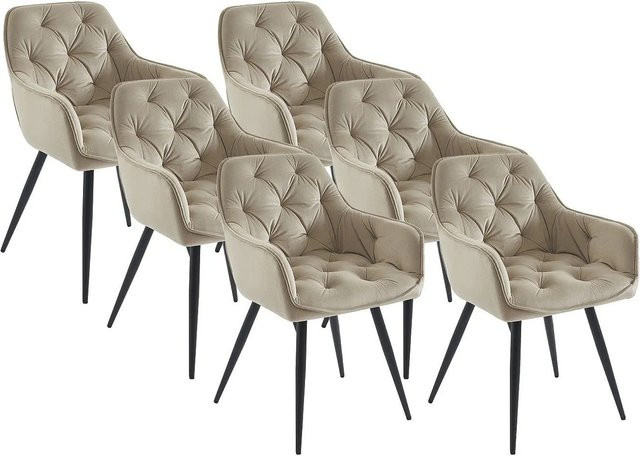 Vente-unique Stuhl Mobelia in Beige mit Samtbezug und Metallgestell, Modern - Bild 1
