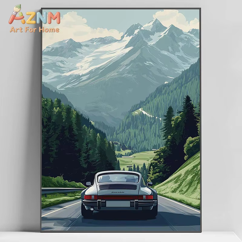 Retro Alpine Drive Poster Rastar Leinwandgemälde Wandkunst in Mehrfarbig - Bild 2