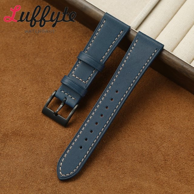 luffyte Uhrenarmband Leder, Vintage, Schwarz, Unisex, 20 mm, 22 mm - Bild 1