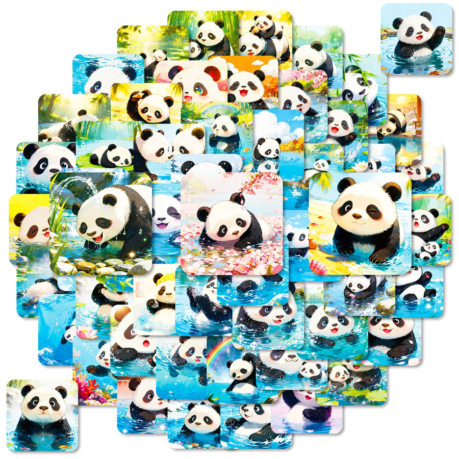 56 oder 112 Stück Cartoon Panda Doodle Aufkleber in Multicolour für Notebook und Schreibwaren - Bild 2