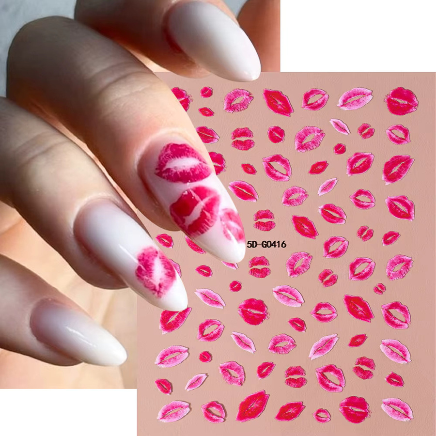 HotPress Nagelaufkleber Lippen, rot/rosa, glänzend, Unisex - Bild 2