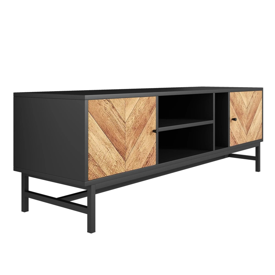 okwish TV Schrank mit Stauraum und Fächern für dein Wohnzimmer in Schwarz, B/T/H: 150 x 38 x 55 cm - Bild 2