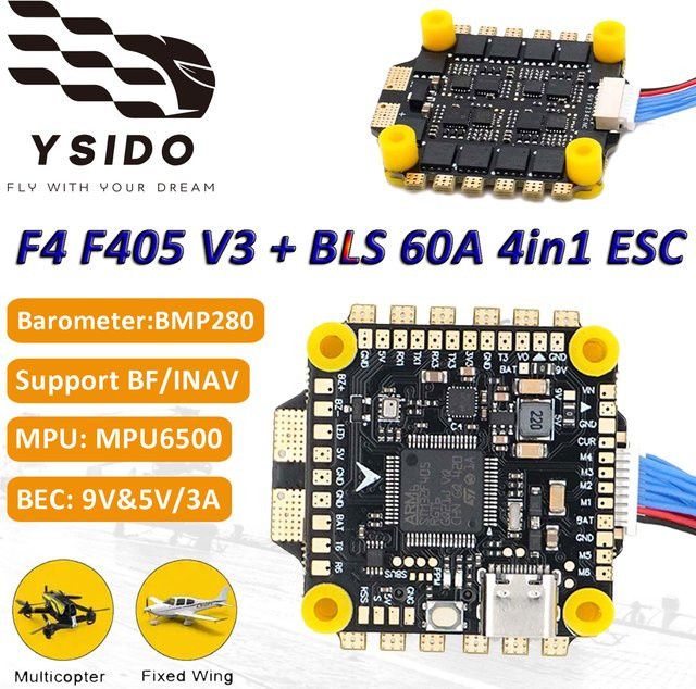YSIDO F405 V3 Flight Controller, BLS 60A 4in1 ESC Geschwindigkeitsregler, black - Bild 1