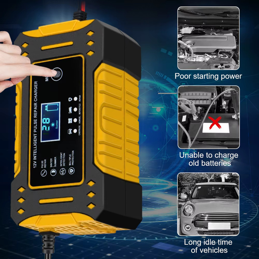 Intelligentes 3-Stufen Blei-Säure AGM GEL Batterieladegerät für Motorrad und Auto, 12 V 6 A, Gelb - Bild 6
