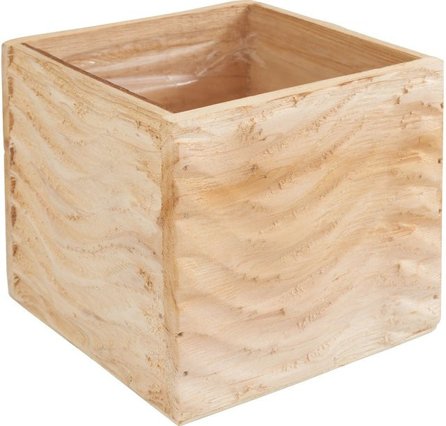 Holz-Pflanzenkiste Wellig in Beige aus Rohholz - Bild 1