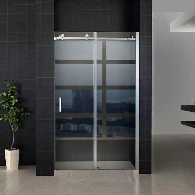 Aloni Nischentür Schiebetür aus Klarglas mit Chrom-Finish, Breite: 140 cm, Höhe: 200 cm - Bild 1
