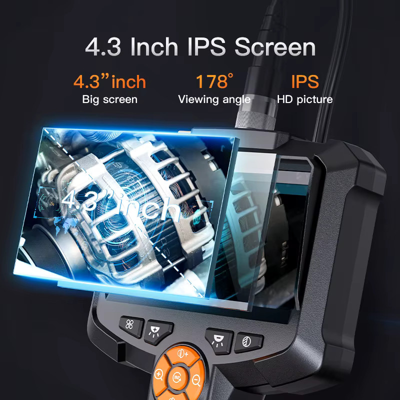 INSKAM Industrielle Endoskopkamera mit 4,3 Zoll Display, HD 1080P Einzel-Doppelobjektiv, IP67 wasserdicht und LED-Beleuchtung, Farbe: Schwarz - Bild 2