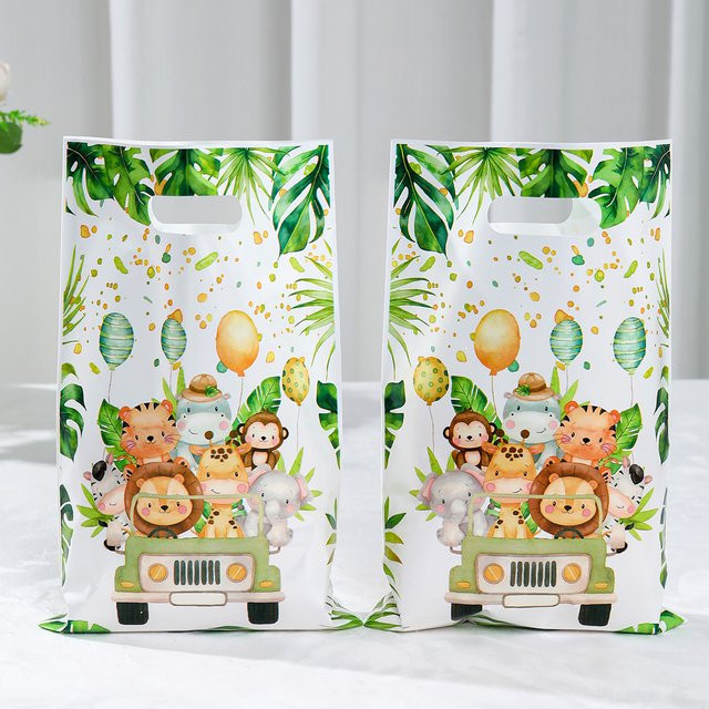 Dschungeltiere Party Geschenktüten für Süßigkeiten und Kekse im Wild One Design, Mehrfarbig - Bild 1