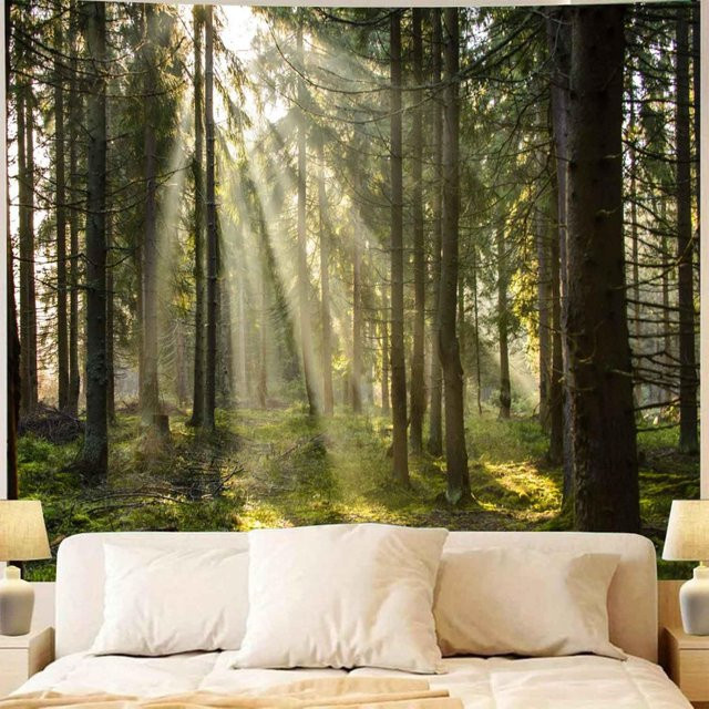 VIKAMA Wandteppich Grüner Wald Natur Fotografie Dekoration in Grün B/H: 60 x 40 cm - Bild 1