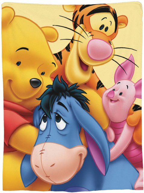 ZbrFour Winnie Puuh und Freunde Woll-Decke, bunte Kuschel-Überwurfdecke für Sofa und Zuhause, B/T: 125 x 100 cm - Bild 1