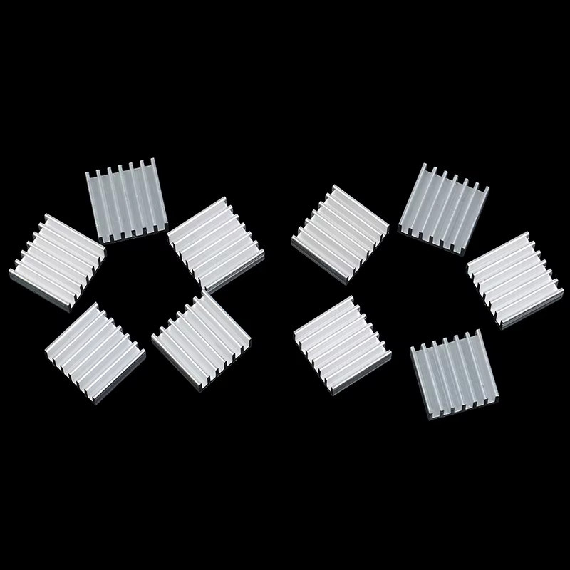 10 Stück Aluminium-Kühlkörper für elektronische Chips, Farbe: Silber, B/T/H: 1,4 x 1,4 x 0,6 cm - Bild 2