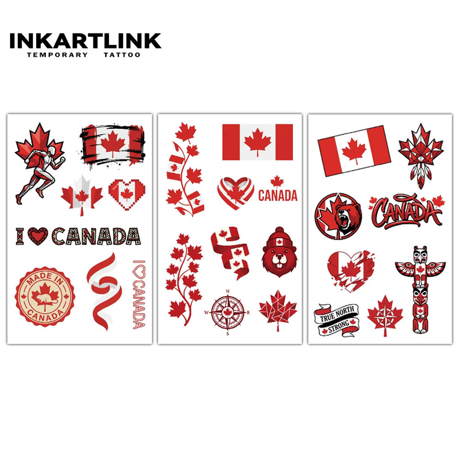 INKARTLINK Tattoo-Aufkleber Canada-Serie, 3 Stück, Unisex - Bild 3