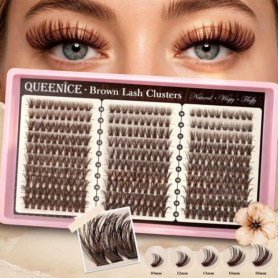 QUEENICE Wimpernbüschel, QN-Brown lashes, Cat Eye D Curl, 300/360 Stück - Bild 2