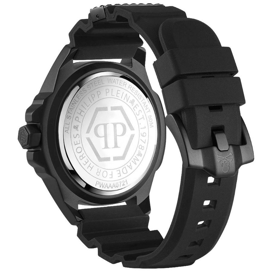 Philipp Plein Armbanduhr, Totenkopf, Quarz, Edelstahl, Silikon, Schwarz, Herren - Bild 4