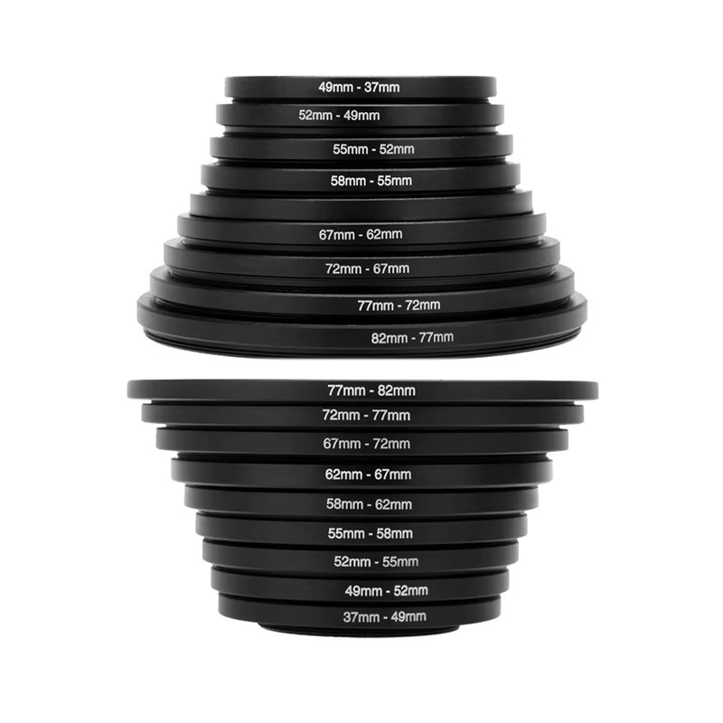 SZKOSTON Filterring Adapter Set aus Metall für Kameraobjektive, 9 oder 18 Stück, Schwarz, 37-82mm und 82-37mm - Bild 3
