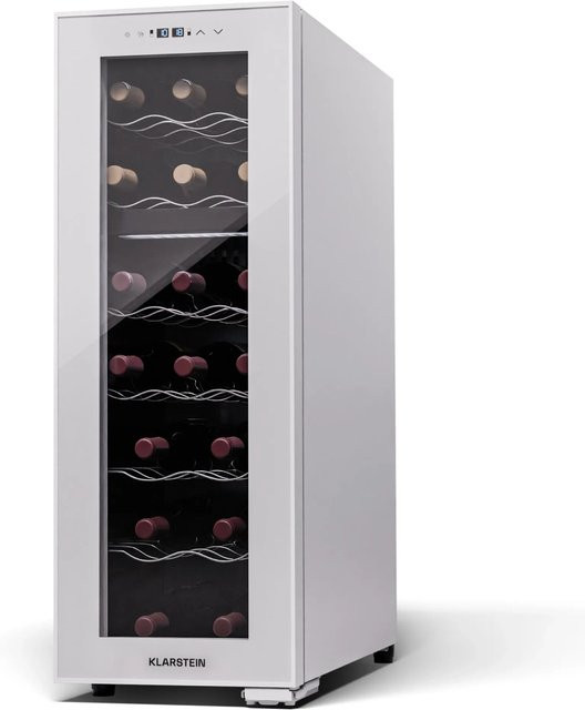 Klarstein Shiraz 18 Duo Weinkühlschrank mit 2 Zonen, 53 l Volumen, 18 Flaschen, Weiß - Bild 1