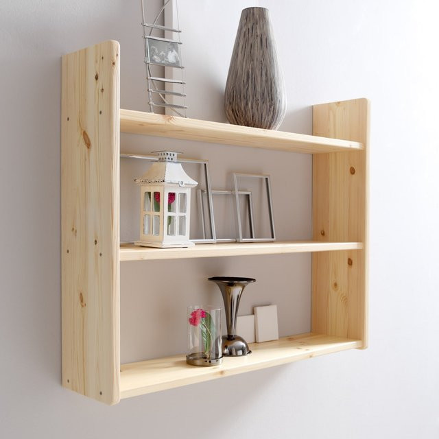 TiCAA Wandregal aus Kiefer Holz in Natur Kiefer Braun Beige - Bild 1