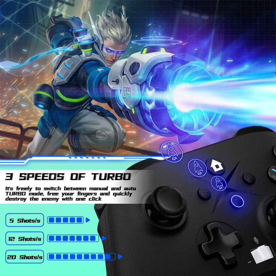 Turpow Kabelloser Controller für Xbox und PC mit programmierbaren Tasten, 6-Achsen-Gyroskop und Turbo-Funktion - Bild 4