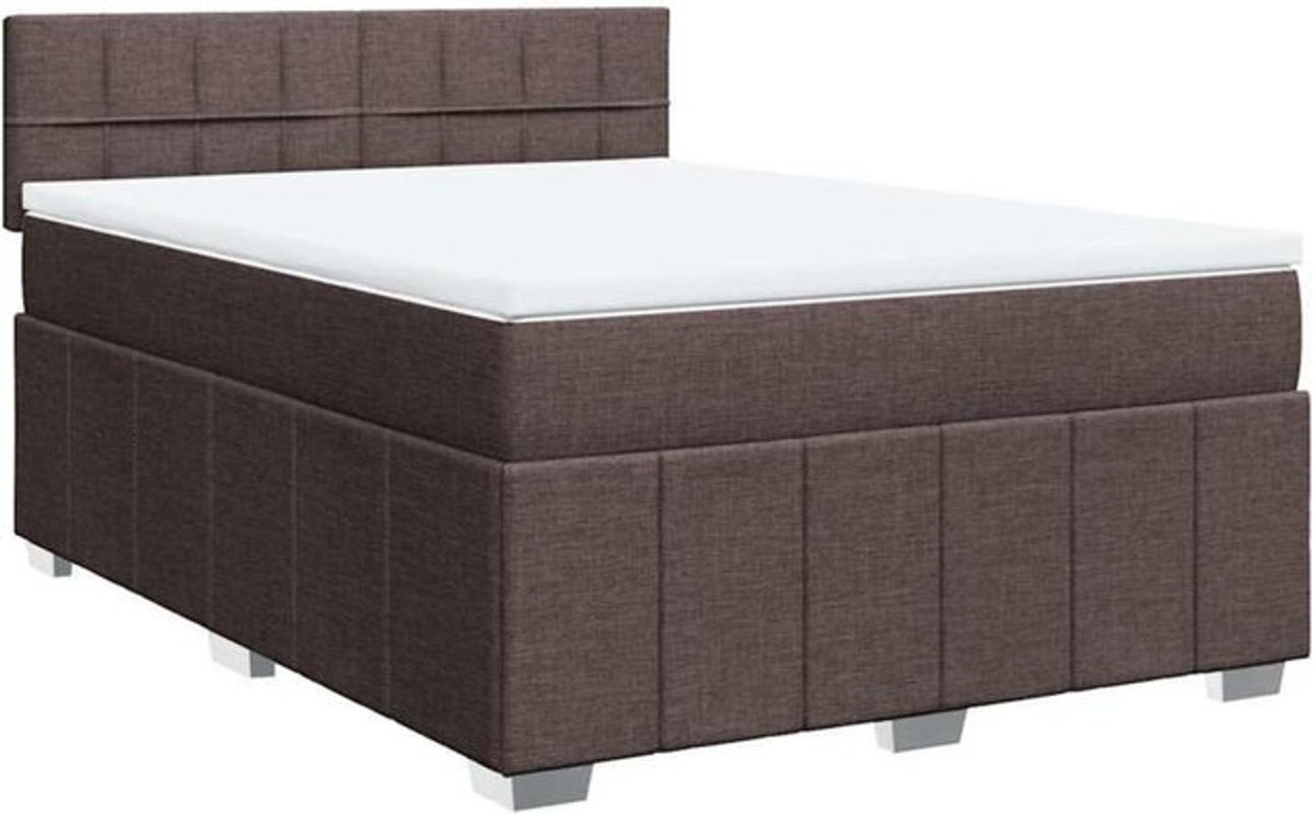vidaxl Boxspringbett mit Matratze in Braun aus Stoff, B/T/H: 140 x 190 cm - Bild 1