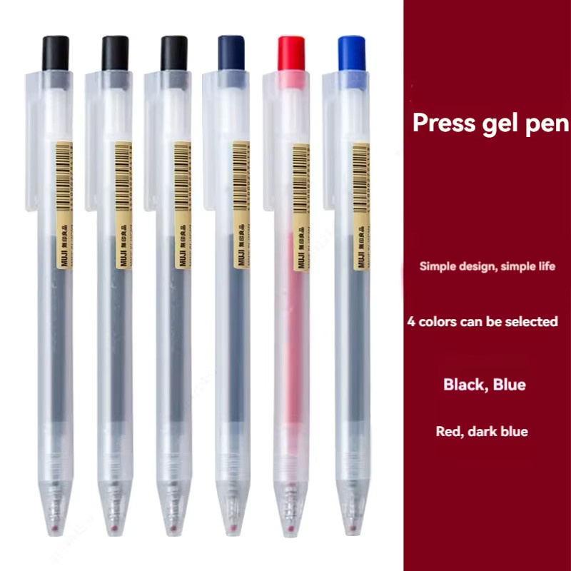 MUJI Gelstift Nachfüllung mit 0,5 mm Press-Spitze in Blau, Schwarz, Rot und Dunkelblau für Schule und Büro - Bild 2