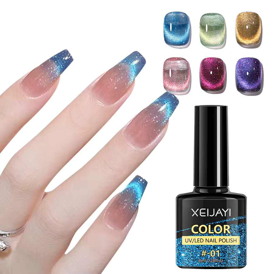 XEIJAYI Cat-Eye-Gel-Nagellack-Set 6 Colors Water Star, schimmernd - Bild 5