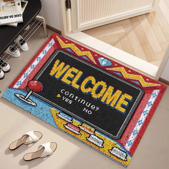 VIKAMA Outdoor-Bodenmatte im Retro-Stil mit Spielkonsolen-Design, schmutzabweisend und waschbar, Mehrfarbig, B: 60,0 cm, T: 40,0 cm - Bild 1
