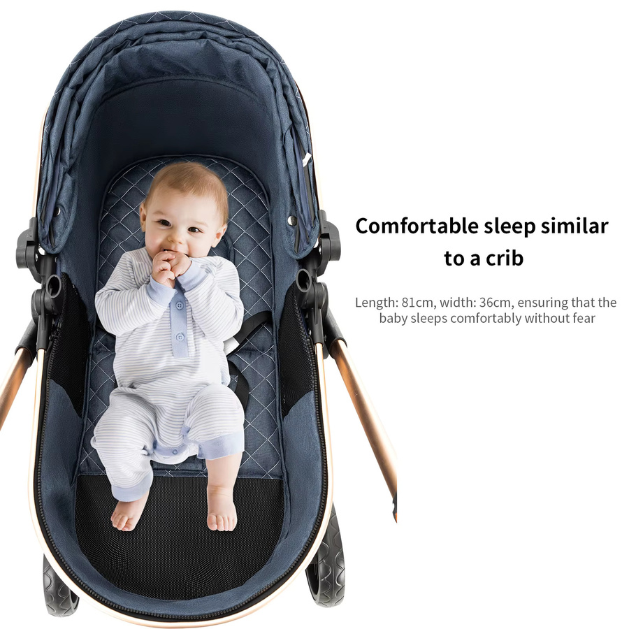 Prokoke 3-in-1 Baby-Kinderwagen Reisesystem in Weiß mit Babywanne, Autositz, Babytrage, Wickeltasche, Regenschutz und Moskitonetz, faltbar und wendbar - Bild 5