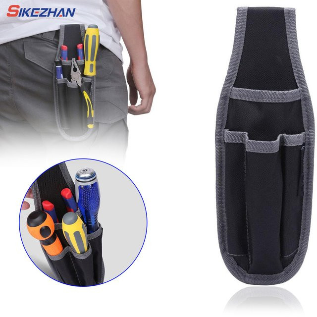 Tragbare Hüft-Werkzeugtasche aus Polyester in Schwarz mit Gürtel für Elektriker und Handwerker, B/H/T: 27,0 x 10,0 x 0 cm - Bild 1