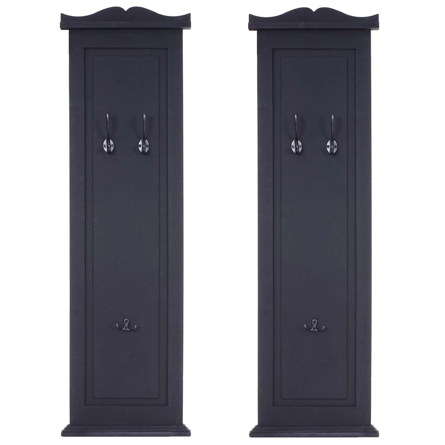 BERLINLODGE Garderobe 2er-Set aus Paulownia Holz in Anthrazit, moderne Wandgarderobe mit Haken, B/H/T: 109 x 28 x 5,5 cm - Bild 2