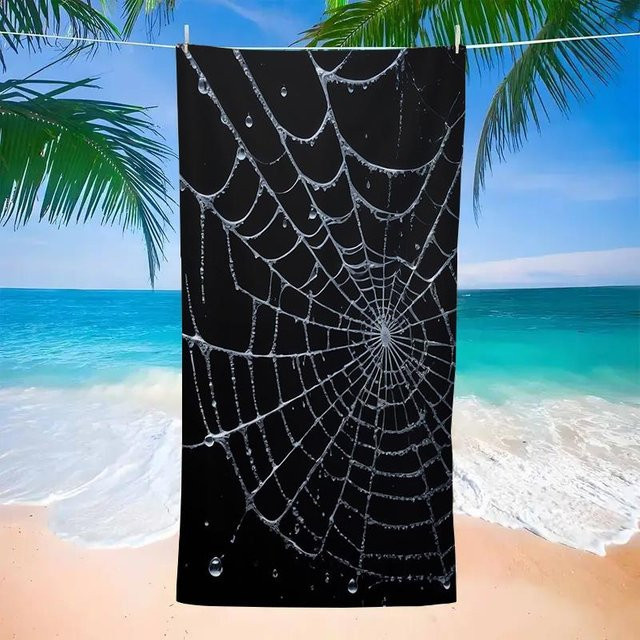 JMG Household Supplies Gotisches Spinnennetz Strandtuch aus Mikrofaser in Schwarz, B/H: 40 x 60 cm - Bild 1