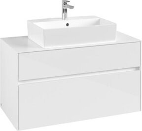 V&B Waschtischunterschrank Collaro in Glossy White mit mittiger Waschtischöffnung, B/T/H: 100 x 54,8 x 50 cm - Bild 1
