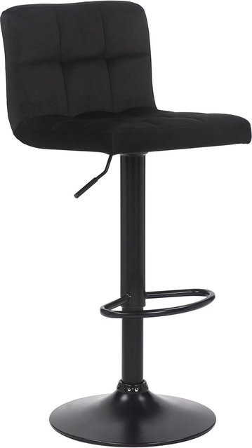 CLP Barhocker Feni Modern mit Samtbezug in Schwarz und Metallgestell - Bild 1