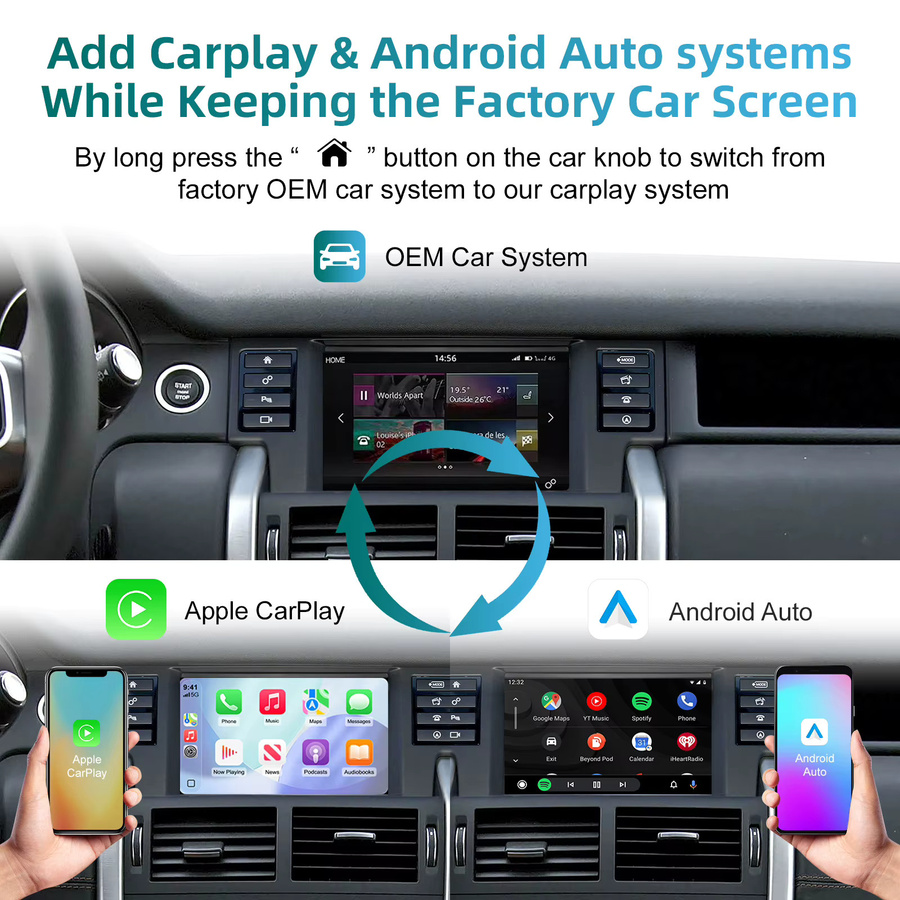 LEXXSON Drahtlose CarPlay und Android Auto Retrofit Kit Decoder Box für Land Rover Evoque und Discovery 5, Schwarz - Bild 3