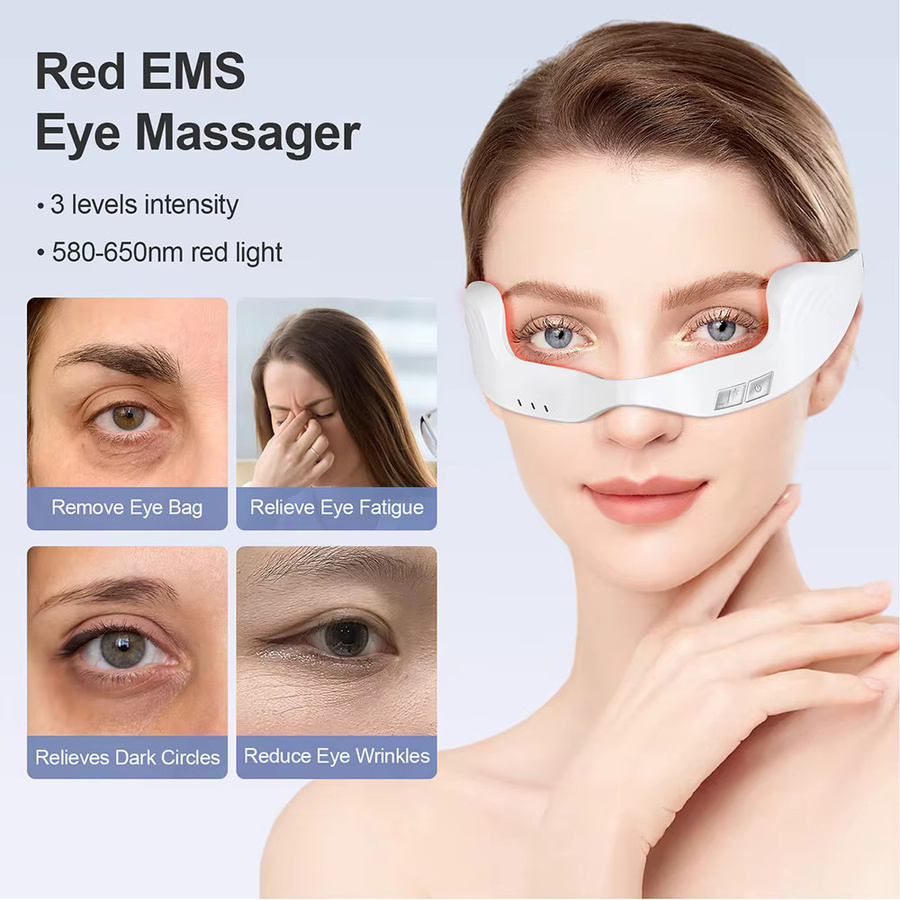 foreverlily Elektrische Augenmassagebrille mit Rotlicht-Therapie, weiß, Unisex - Bild 2