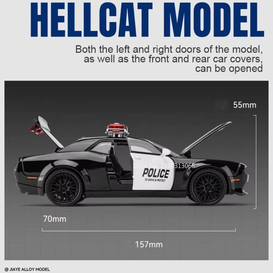 MAKEDA Polizei Auto Modell, Maßstab 1:32, Metall, mit Licht und Sound - Bild 6