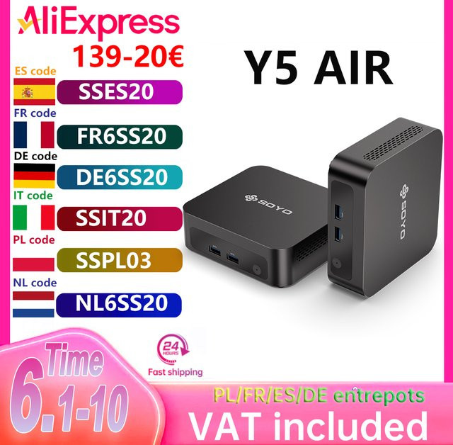 SOYO Mini-PC Y5 AIR Desktop-Computer mit Intel i5 4250U, 8 GB RAM, 128 GB ROM, Windows 11 Pro, WiFi und Bluetooth in Schwarz - Bild 1
