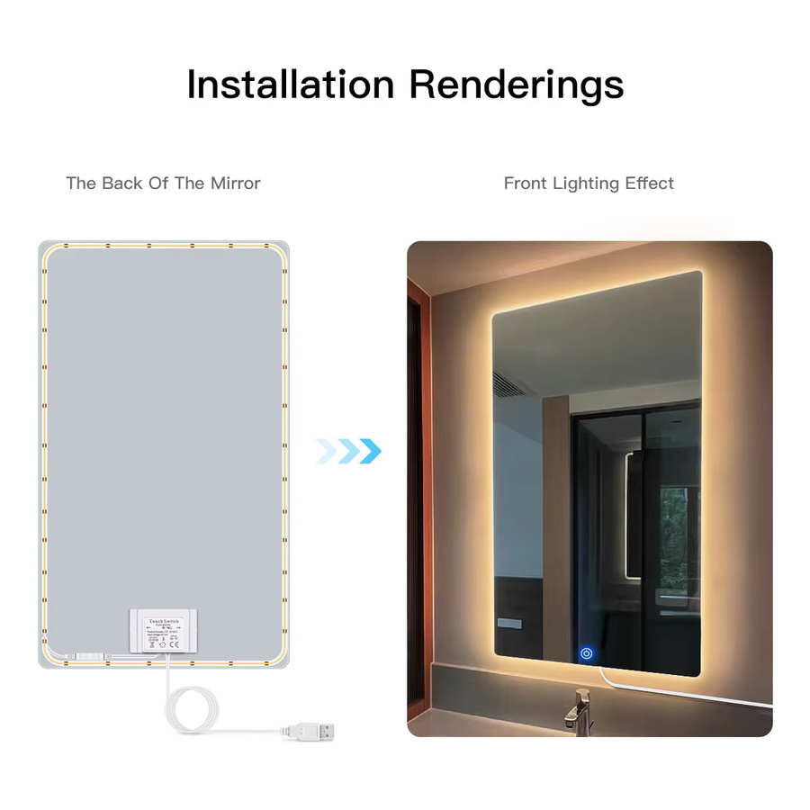 CHNAITEKE COB LED Streifen für Badezimmer Spiegel mit USB-Anschluss, dimmbar per Touch-Sensor - Bild 1